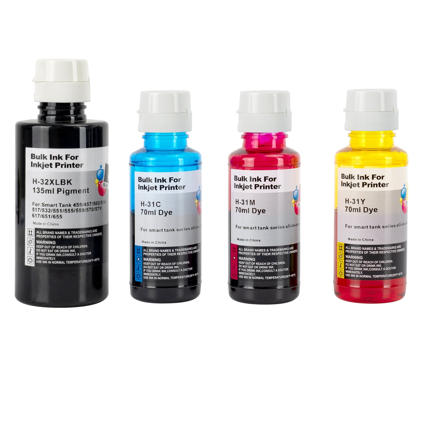 TONNY Compatible Black Ink Bottle For HP 31 CMY & HP 32XL BK